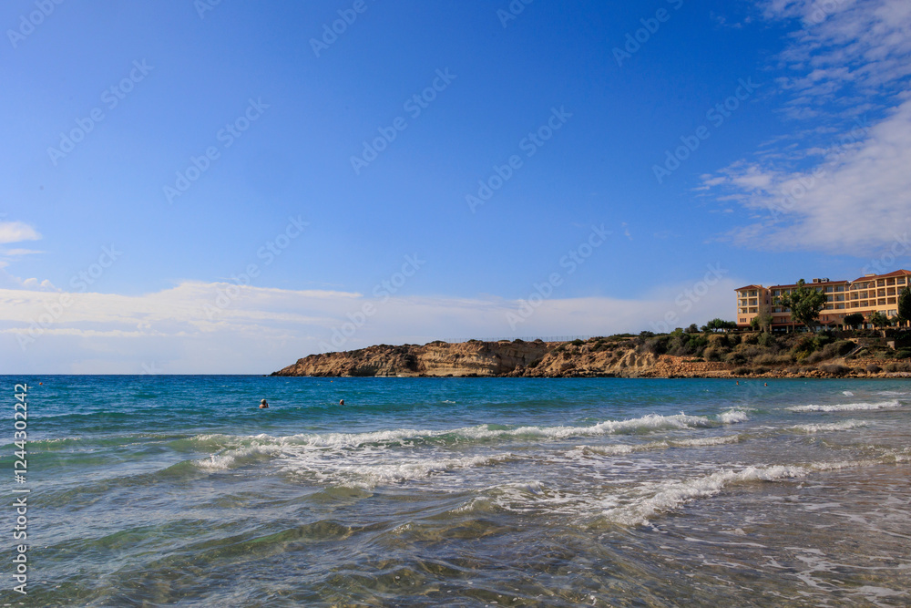 Sparkling Waves on a Mediterranean Beach in the Greek Part of Cyprus Sparkling Waves on a Mediterranean Beach in the Greek Part of Cyprus