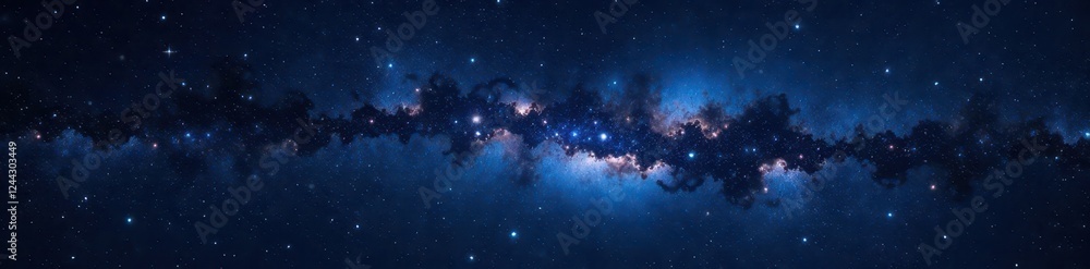 Fototapeta premium Vast, inky black sky; countless twinkling stars , glitter, deep space