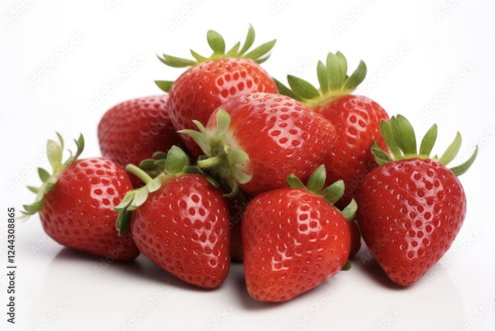 Fresh and Juicy Strawberries Isolated on White Background - Closeup of Raw Fruits Fresh and Juicy Strawberries Isolated on White Background - Closeup of Raw Fruits