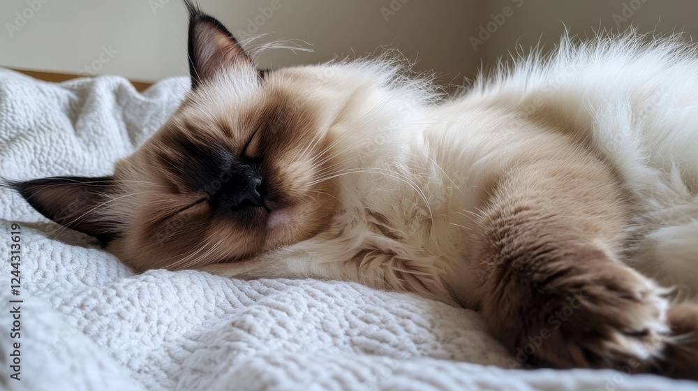 A cat is sleeping on a bed A cat is sleeping on a bed