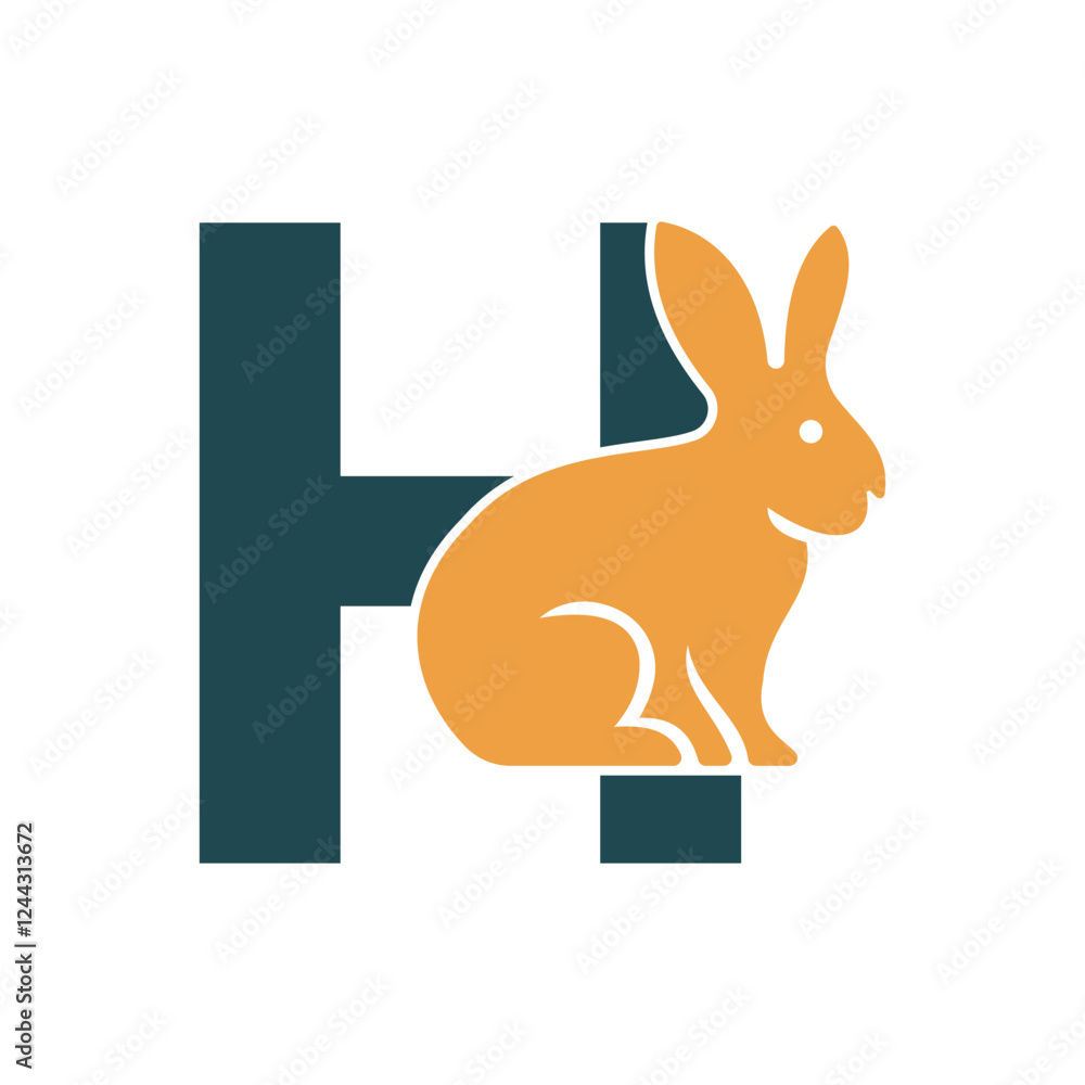 Obraz premium Initial Rabbit Logo Combine With Letter H Vector Template