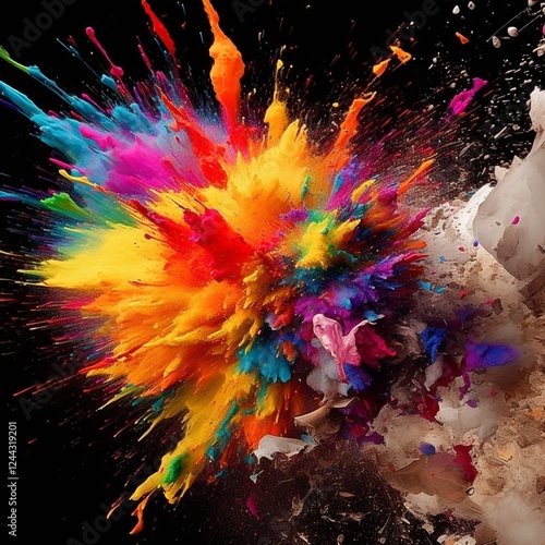 Obraz w ramie Colour Explosion - AI Generated