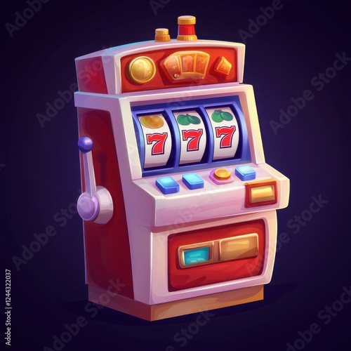 3d color volumetric illustration of slot machine. Casino, game, win. AI generated.
