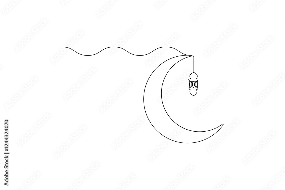 Obraz premium One continuous line drawing of Moon vector illustration