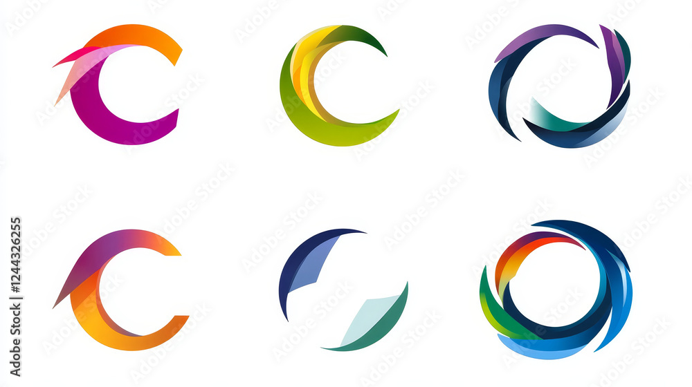 Letter C corporate identity icons of cardiology medical clinic, creative concept consulting agency and construction or building group. Vector C symbols of city park, science club or eco camping travel Letter C corporate identity icons of cardiology medical clinic, creative concept consulting agency and construction or building group. Vector C symbols of city park, science club or eco camping travel