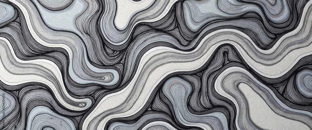 A drawing of a wave with a black and white color scheme. The drawing has a very abstract and artistic feel to it, with the lines and shapes creating a sense of movement and energy A drawing of a wave with a black and white color scheme. The drawing has a very abstract and artistic feel to it, with the lines and shapes creating a sense of movement and energy