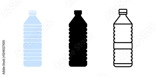 Bottle of water, vector icon set. Plastic bottled beverage symbol