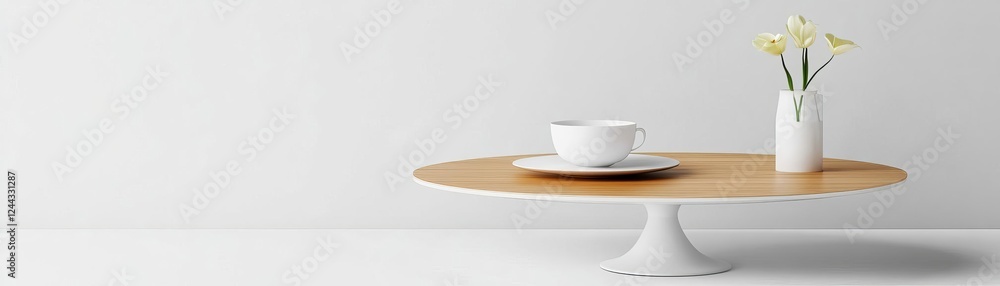 Minimalist floating bistro coffee table, futuristic cafe, sleek interior Minimalist floating bistro coffee table, futuristic cafe, sleek interior