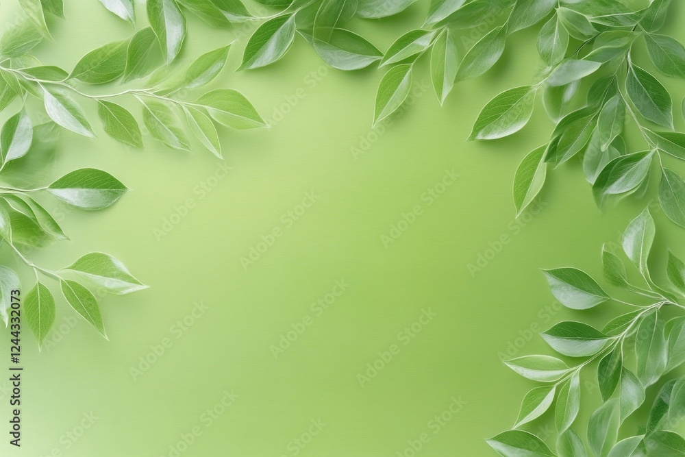 Green Leaf Frame Background - Lush green leaves create a vibrant frame on a light green background, perfect for nature-themed designs. Green Leaf Frame Background - Lush green leaves create a vibrant frame on a light green background, perfect for nature-themed designs.