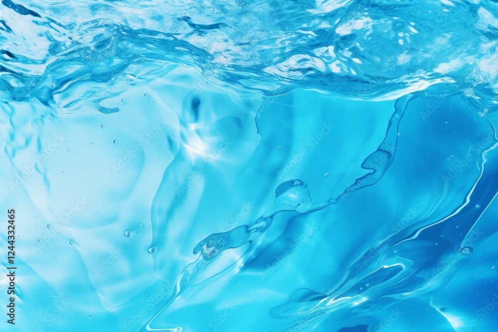 Refreshing blue water surface is rippling and creating bubbles in bright sunlight, perfect for backgrounds related to purity, freshness, and nature Refreshing blue water surface is rippling and creating bubbles in bright sunlight, perfect for backgrounds related to purity, freshness, and nature
