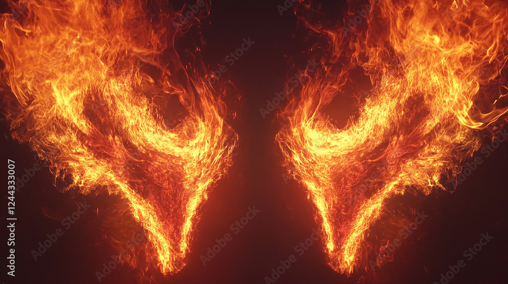 Fototapeta premium Twin flames mirroring each other perfectly