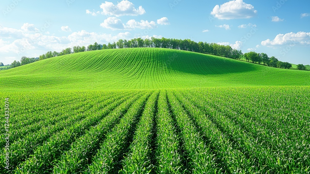 Lush Green Rolling Hills Cornfield Landscape Lush Green Rolling Hills Cornfield Landscape