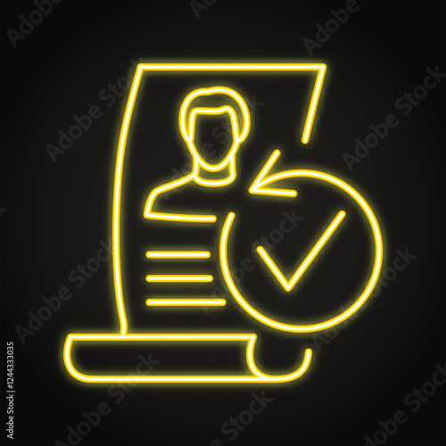Historical archive records neon icon. Information about a person, genealogical research. Vector illustration.
