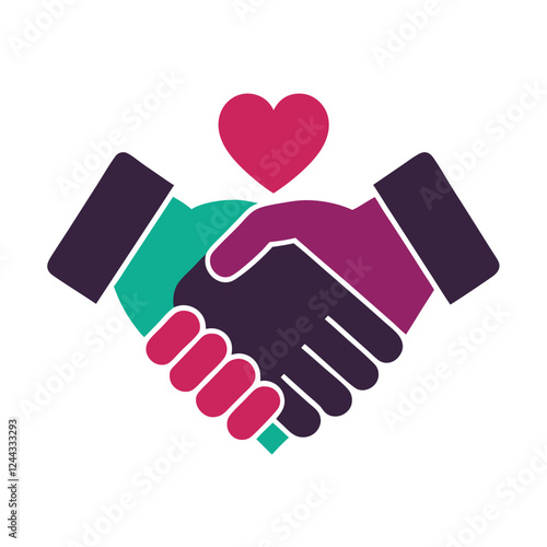 Elegant Handshake Heart Shape Graphic Illustration for Partnership and Unity Concept