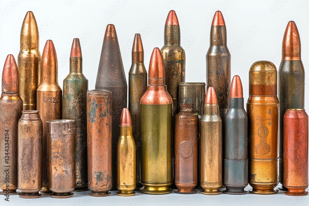 military artillery shells from the second world war isolated with a white background military artillery shells from the second world war isolated with a white background