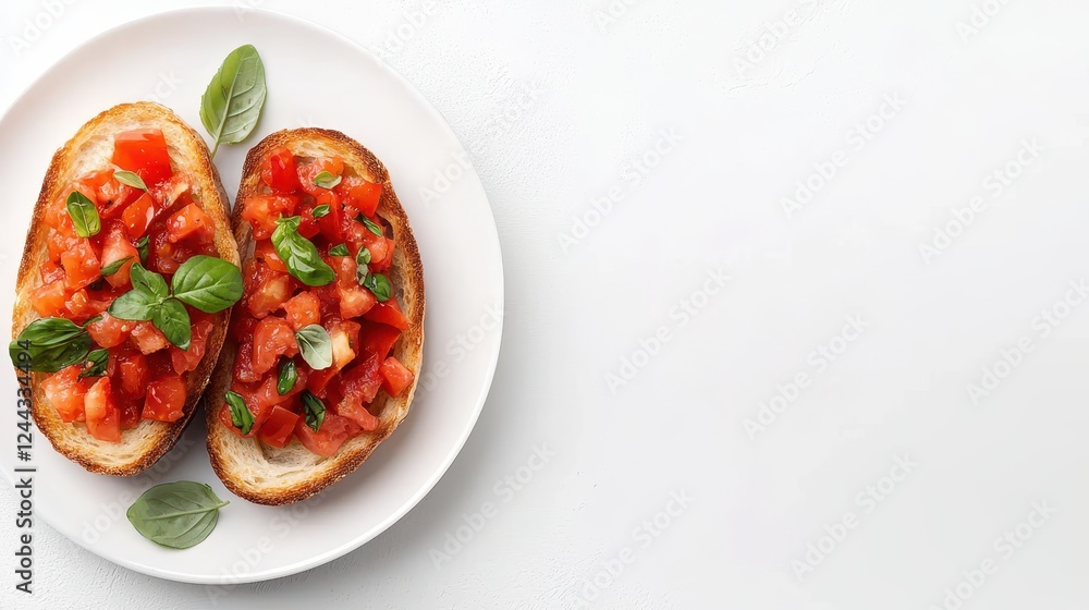 Delicious bruschetta preparation kitchen food photography clean background top-down view culinary delight Delicious bruschetta preparation kitchen food photography clean background top-down view culinary delight