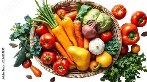 Photo of fresh vegetable basket isolated on transparent background