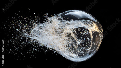 Soap bubble burst effect animated sprite, transparent bubble explosion sequence. Soap or water bubble explode, cartoon animation with ball or balloon burst splash in frame sheet photo