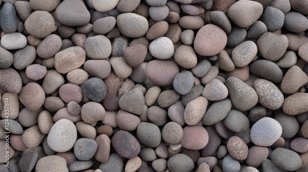 A Detailed View of Smooth Pebbles, A Natural Stone Texture A Detailed View of Smooth Pebbles, A Natural Stone Texture