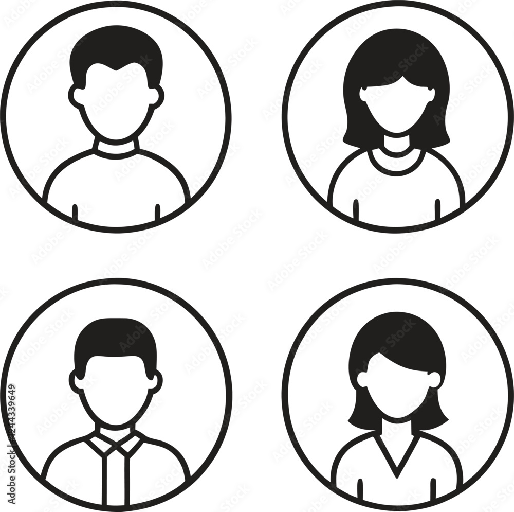 User profile Icons set males and females vector illustration, user avatar set. people avatar profile icons User profile Icons set males and females vector illustration, user avatar set. people avatar profile icons