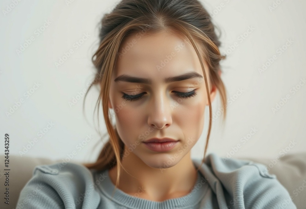 Portrait of a tired-looking female with circles under her eyes Portrait of a tired-looking female with circles under her eyes