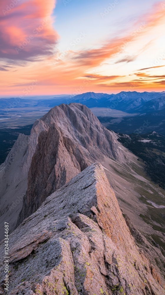 Obraz premium Majestic Mountain Ridge at Sunrise: Breathtaking Mountain View