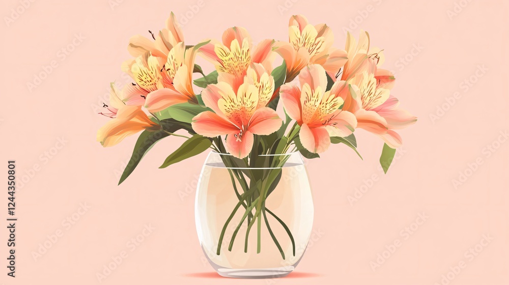 Obraz premium Pastel Illustration of Delicate Alstroemeria Flowers
