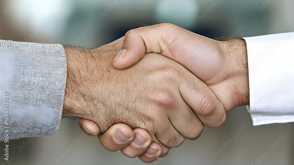 Fototapeta premium Business handshake, agreement, office background, deal