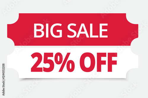 big sale retail coupon 25% off sales marketing red white banner