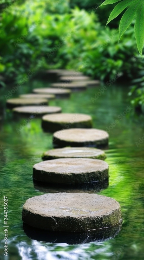 Serene Stepping Stones: A Tranquil Path Through Lush Greenery Serene Stepping Stones: A Tranquil Path Through Lush Greenery