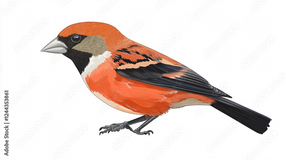 Red Crossbill Bird Flat Vector Illustration graphic with a Red Crossbill perched on a branch. Red Crossbill Bird Flat Vector Illustration graphic with a Red Crossbill perched on a branch.