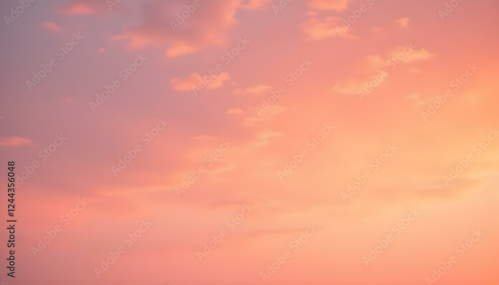 Obraz premium Un cielo lleno de nubes en varios tonos de naranja y rosa, creando una atmósfera cálida y vibrante. Las nubes tienen una apariencia suave y texturizada