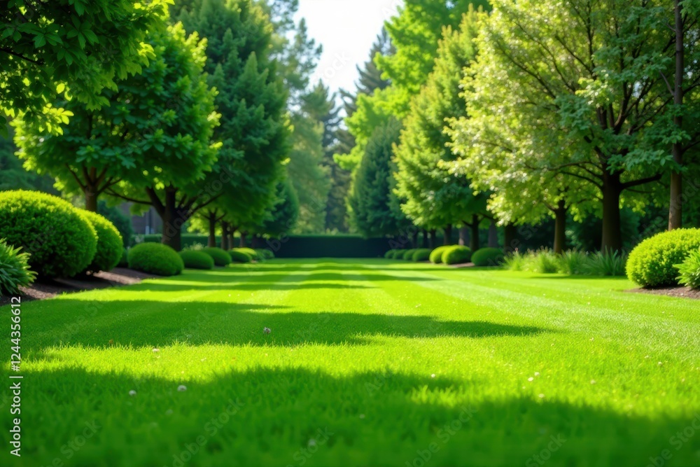 Obraz premium Perfectly manicured green lawn, smooth surface, clean cut , greenery, growth