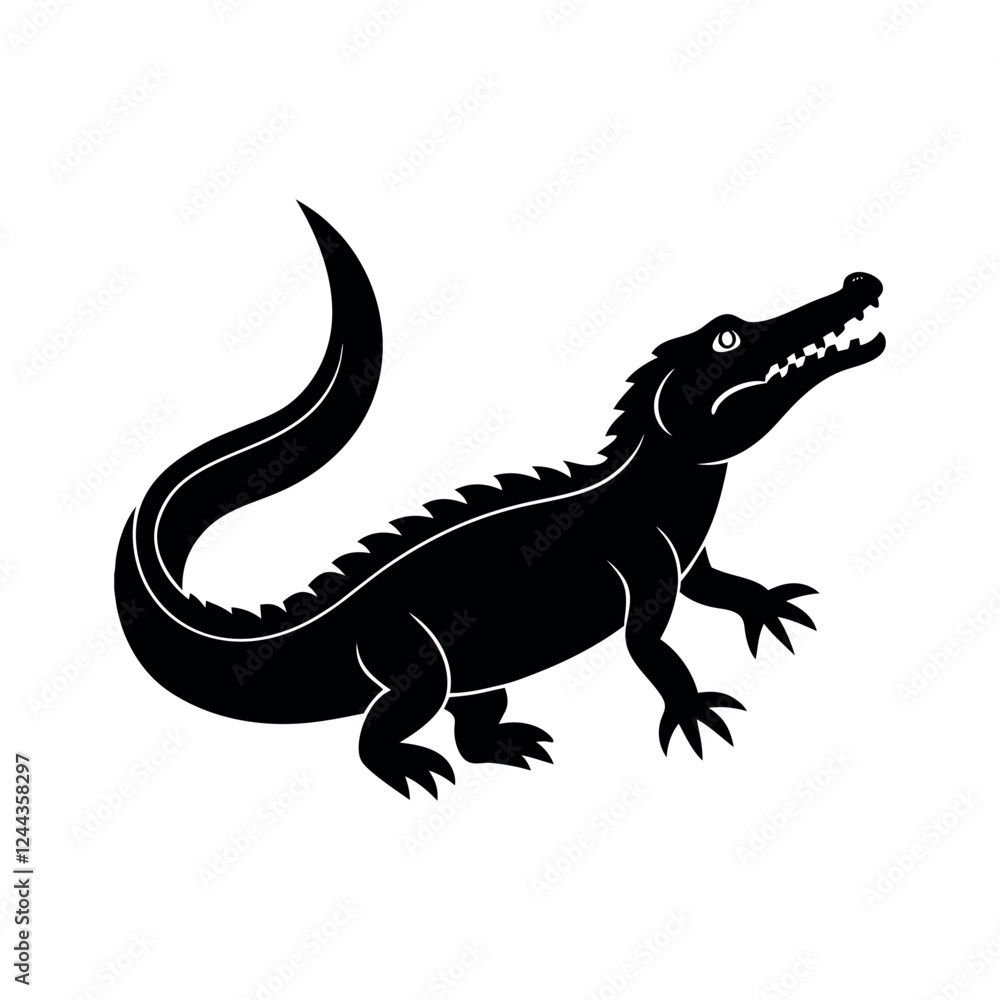 Fototapeta premium Customizable Crocodile Silhouette Vector Graphics for Designers 