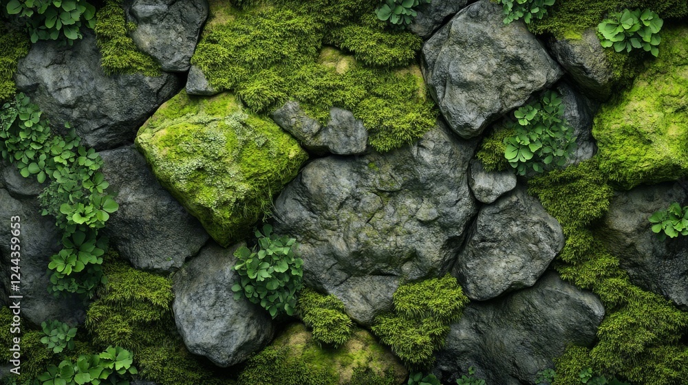 Lush green moss covering textured stone, forming a vibrant and detailed nature-inspired background, perfect for eco-friendly theme, environmental visual, or landscape design Lush green moss covering textured stone, forming a vibrant and detailed nature-inspired background, perfect for eco-friendly theme, environmental visual, or landscape design