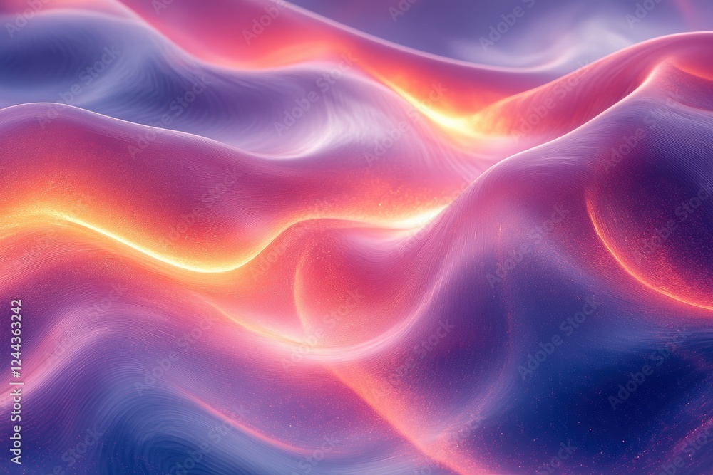 Fototapeta premium Abstract waves of light and color creating a serene, flowing landscape.