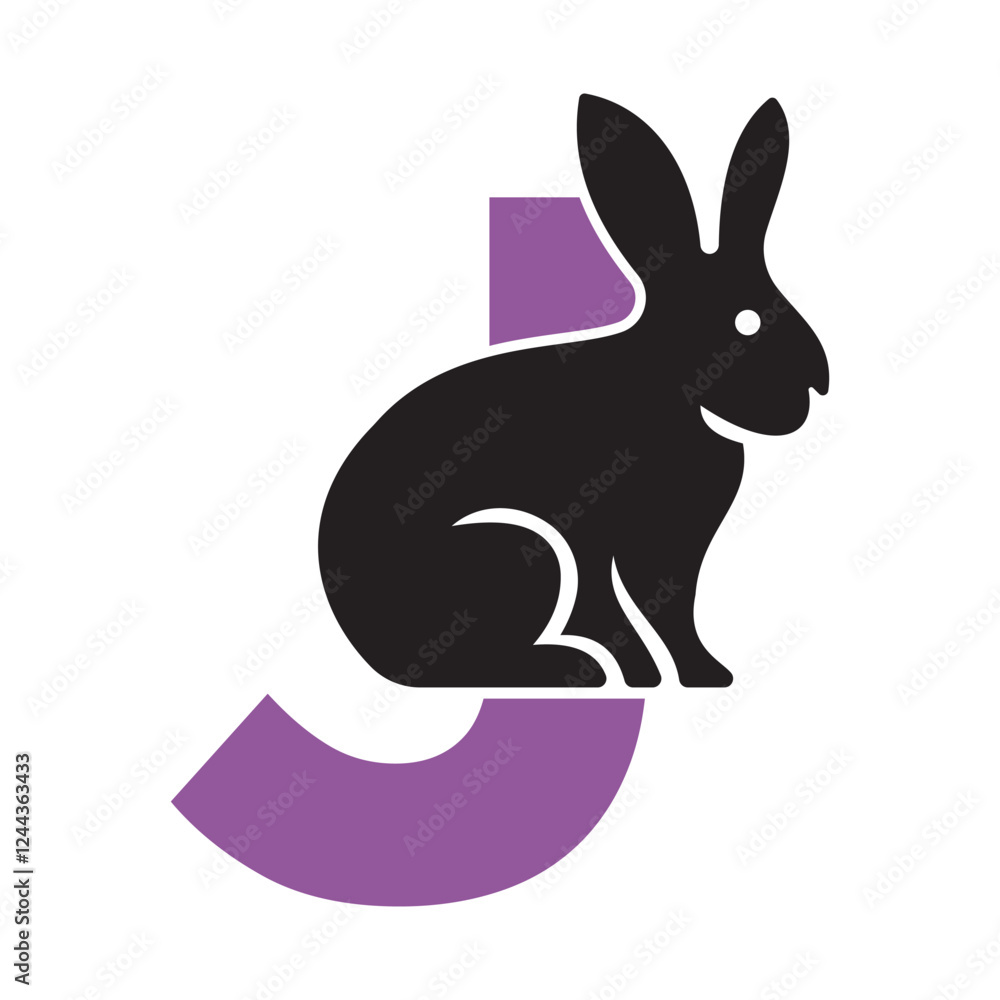 Initial Rabbit Logo Combine With Letter J Vector Template Initial Rabbit Logo Combine With Letter J Vector Template