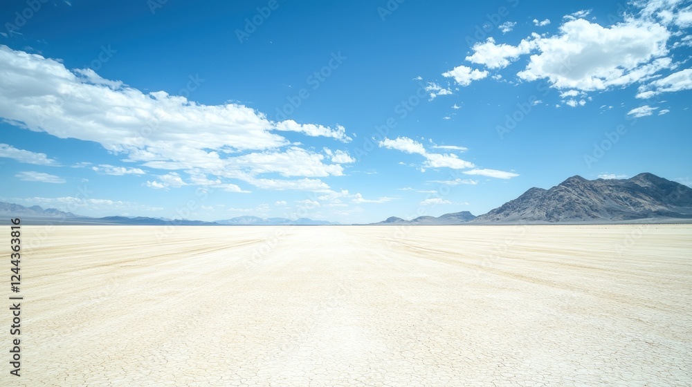 Vast Expanse of the Bonneville Salt Flats under a Bright Blue Sky Vast Expanse of the Bonneville Salt Flats under a Bright Blue Sky