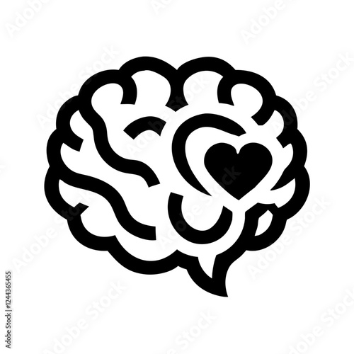 Stylized brain with heart symbol