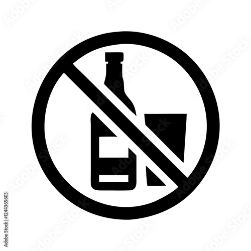 No alcohol sign with bottle and glass illustration