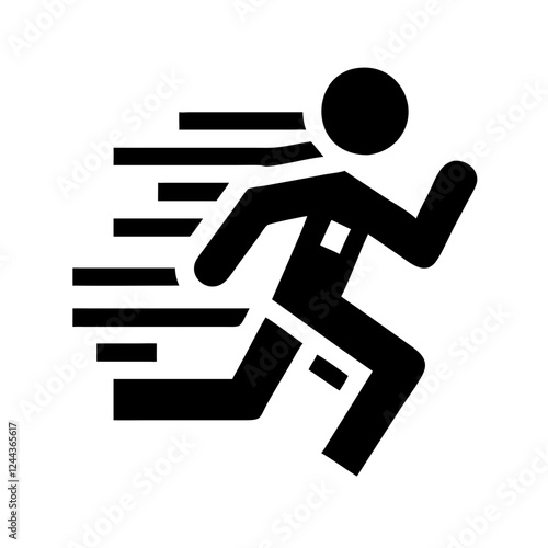 Running figure in motion with speed lines on white background