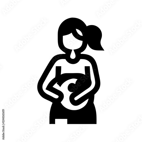 Pregnant woman holding baby bump in silhouette style