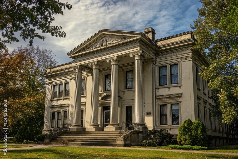 Fototapeta premium Grand Neoclassical Mansion on a Sunny Day