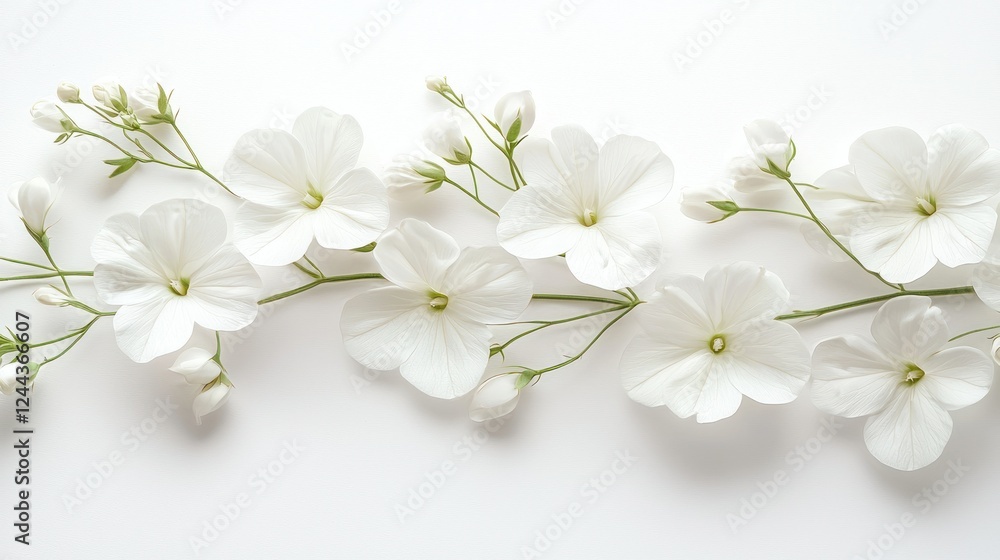Obraz premium White Flowers Arranged on White Background