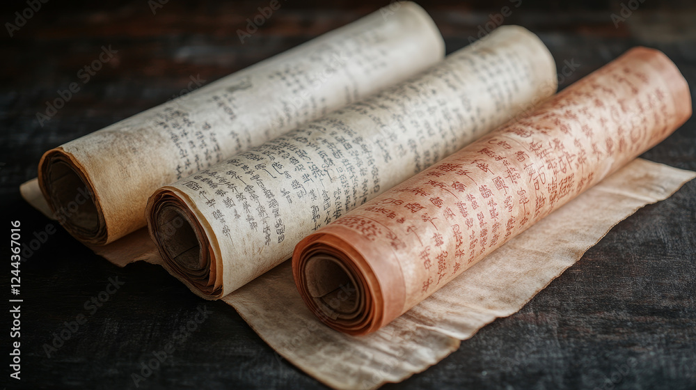 Chinese festive scroll isolated lunar New Year manuscript thin line icon. Vector papyrus parchment, sacred testament scripture text. Torah scroll, holiest book in Judaism, old parchment scroll Chinese festive scroll isolated lunar New Year manuscript thin line icon. Vector papyrus parchment, sacred testament scripture text. Torah scroll, holiest book in Judaism, old parchment scroll