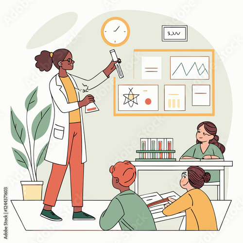 Teacher Explaining Science Experiment to Students