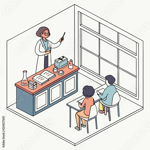 Teacher Explaining Science Experiment to Students