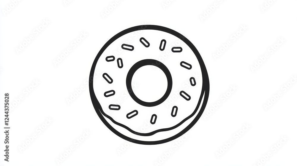 Donut with sprinkles, topping isolated outline icon. Vector iced glazed donut with topping, line art strawberry or chocolate dessert. Fastfood snack, pastry food in black and white, fresh bakery Donut with sprinkles, topping isolated outline icon. Vector iced glazed donut with topping, line art strawberry or chocolate dessert. Fastfood snack, pastry food in black and white, fresh bakery