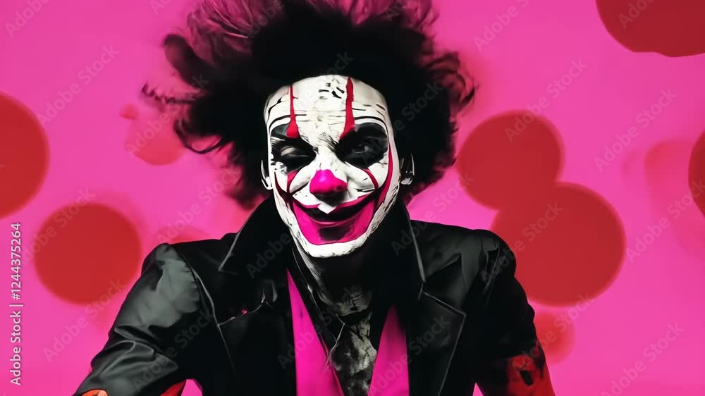 Creepy Clown Face Makeup Art for Halloween Fashion Illustration Creepy Clown Face Makeup Art for Halloween Fashion Illustration