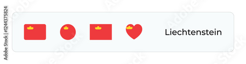 Minimalist Liechtenstein Flag Icons. Rectangular, Square, Circular, Heart Designs for UI-UX, Web and Print